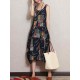 M-5XL Vintage Patchwork Printed Sleeveless Baggy Dress