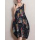 M-5XL Vintage Patchwork Printed Sleeveless Baggy Dress