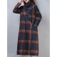 Women Vintage Plaid Turtleneck Long Sleeve Dress with Pocket