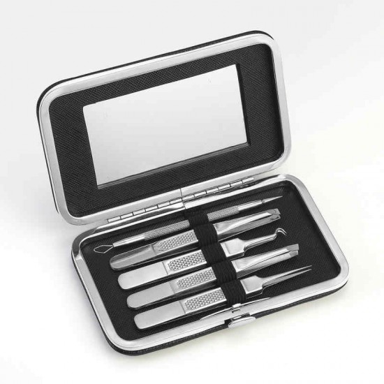 Y.F.M® 5pcs Multipurpose Blackhead Extractor Remover Tools Kit Pimples Acne Eyebrow Tweezers