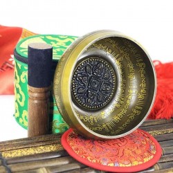 Yoga Singing Bowl Hand Hammered Tibetan Buddhist Meditation Chakra Brass With Cushion Mallet Yoga Bowl