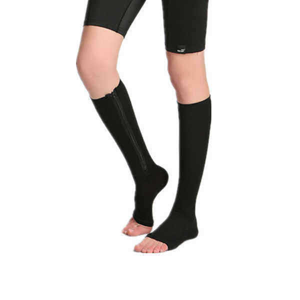 1-Pair-Zip-Sox-Compression-Socks-Zipper-Leg-Support-Knee-Stockings-Open-Toe-1137037