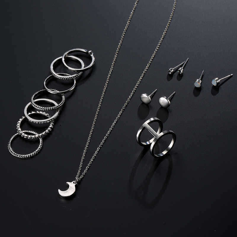 12-Pcs-of-Gold-Silver-Plated-Rings-Crystal-Earrings-Necklace-Jewelry-Set-1147171