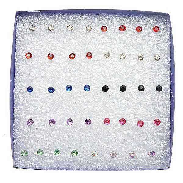 20-Pairs-Cute-Plastic-Earrings-Crystal-Rhinestone-Ear-Studs-Jewelry-919333