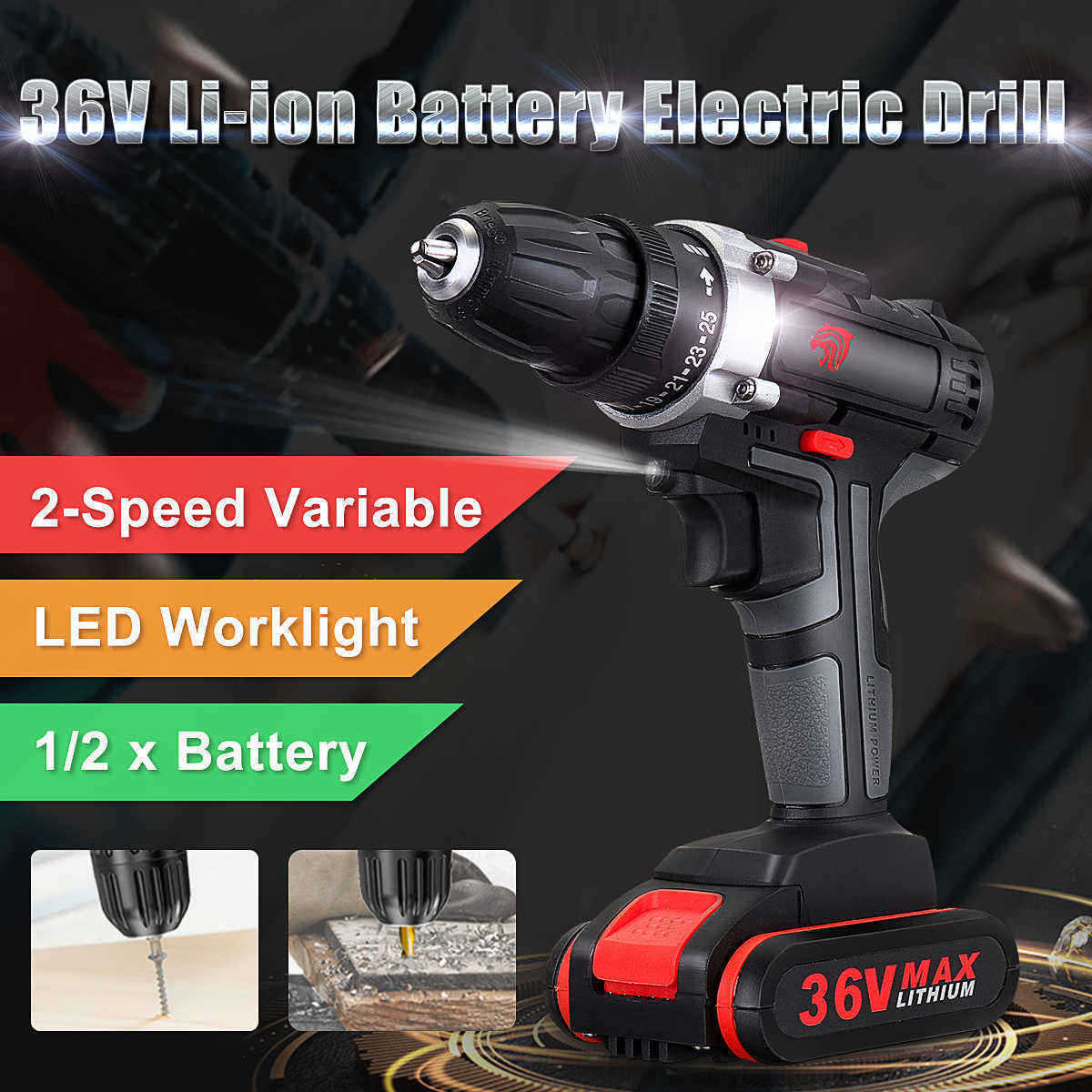 36V-Cordless-Power-Drills-Dual-Speed-Electric-Screwdriver-Drill-Polishing-W-1-or-2-Li-ion-Battery-1408847