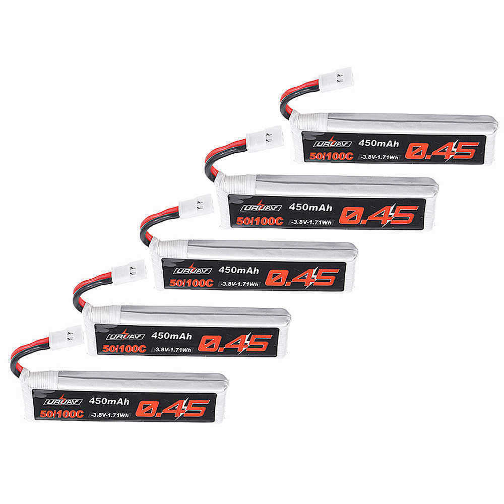 5Pcs-URUAV-38V-450Mah-80160C-1S-HV-435V-Lipo-Battery-White-Plug-for-Happymodel-Snapper7-Emax-Tinyhaw-1552166