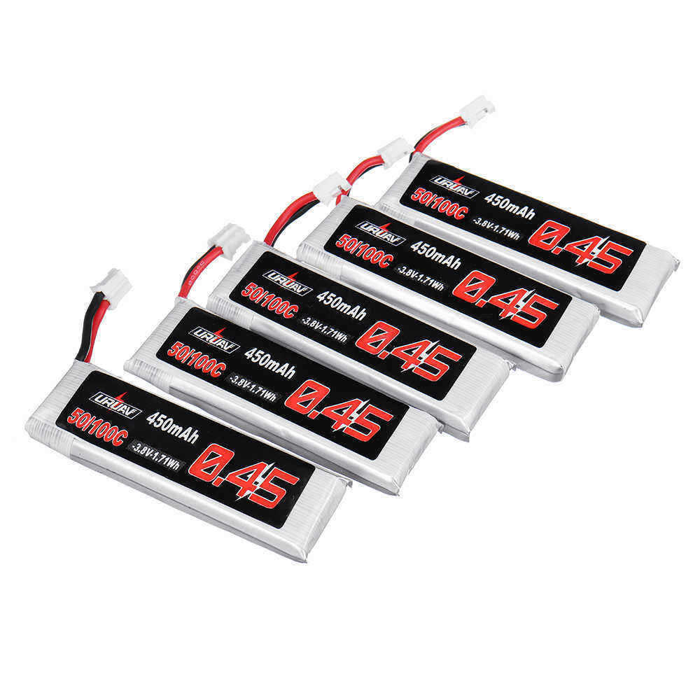 5Pcs-URUAV-38V-450mAh-50100C-1S-HV-435V-Lipo-Battery-PH20-for-Emax-Tinyhawk-Tiny7-Happymodel-Snapper-1387485