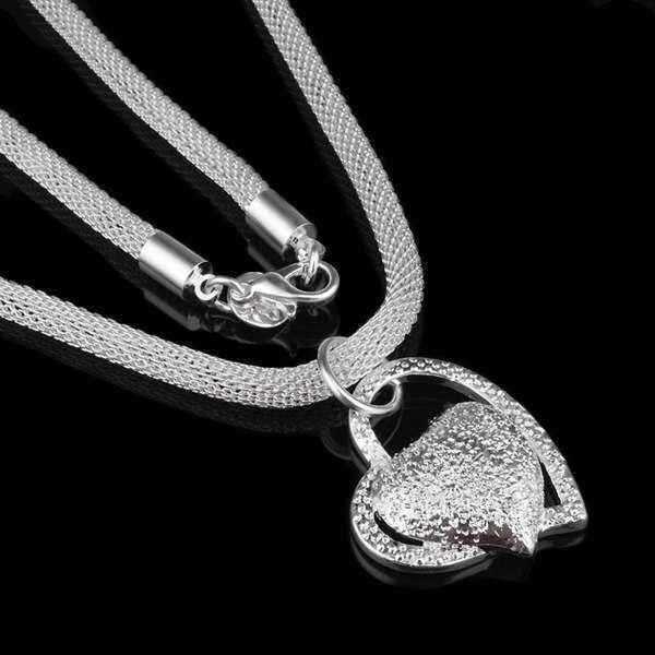 925-Silver-Plated-Inlaid-Heart-Pendant-Net-Chain-Necklace-For-Women-966861