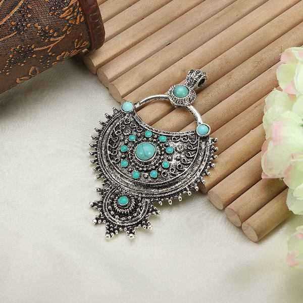 Antique-Silver-Flower-Owl-Turquoise-Charm-Necklace-Pendant-Unisex-992496