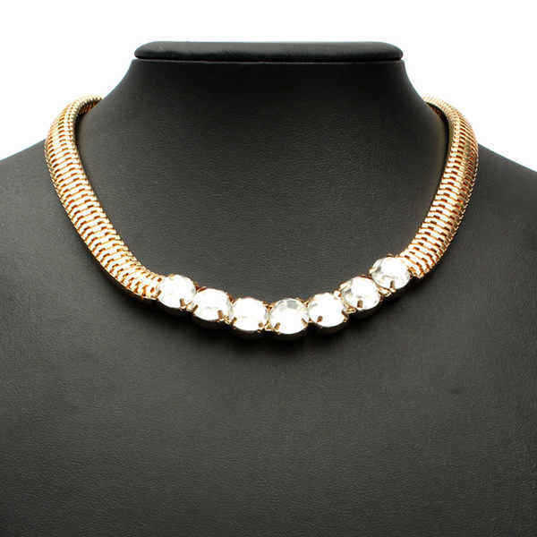 Bib-Silver-Gold-Metal-Crystal-Snake-Chain-Choker-Necklace-For-Women-979132