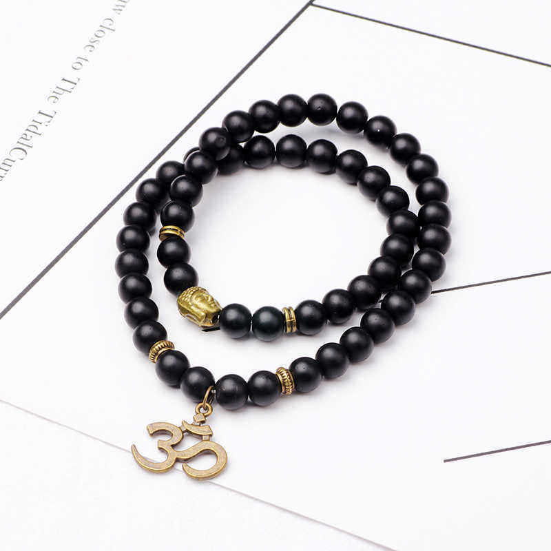 Black-Matte-Buddha-Lucky-Bracelet-Irregular-Pattern-Pendant-Necklace-Bangle-for-Women-1227903