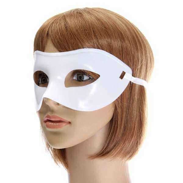 Black-White-Plastic-Venetian-Masquerade-Half-Face-Eye-Mask-Unisex-970375