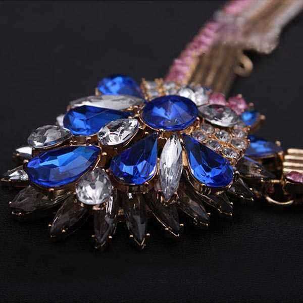 Blue-Sapphire-Crystal-Flower-Chunky-Choker-Necklace-Gold-Plated-916952