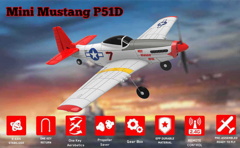 Eachine-Mini-Mustang-P-51D-EPP-400mm-Wingspan-24G-6-Axis-Gyro-RC-Airplane-Trainer-Fixed-Wing-RTF-One-1576734