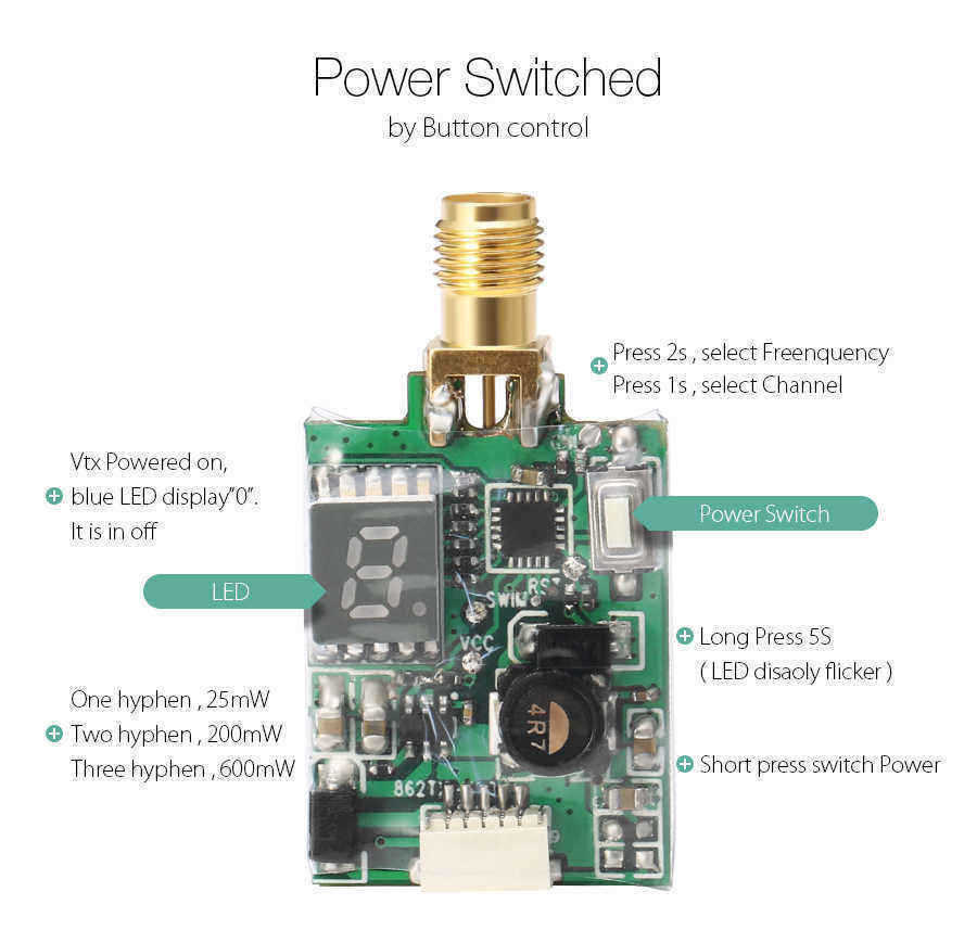 Eachine-TX526-58G-40CH-25MW200MW600MW-Switchable-AV-Wireless-FPV-Transmitter-RP-SMA-Female-1083642