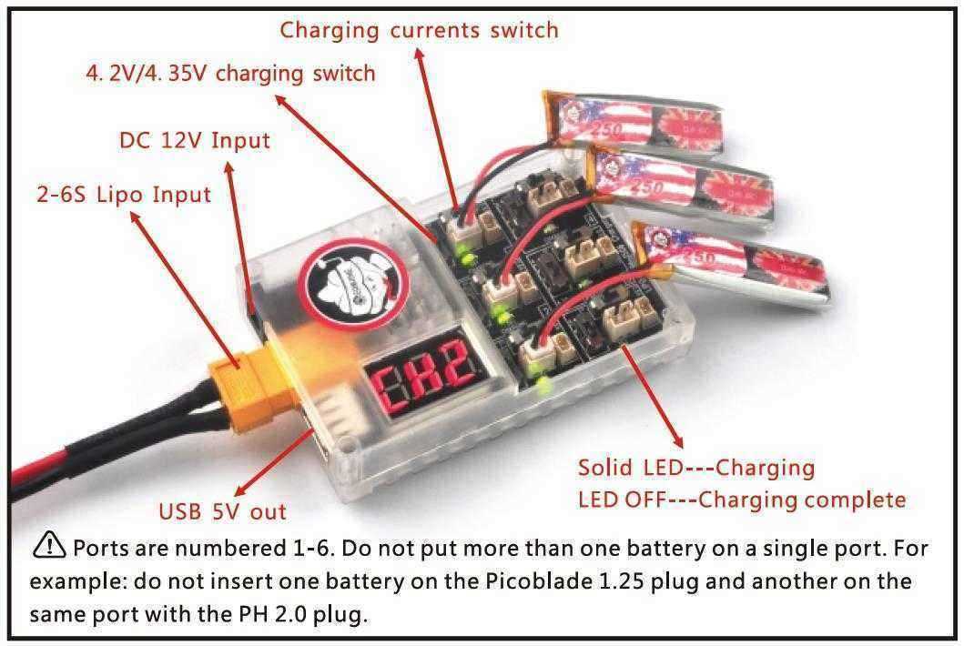 Eachine-US65-UK65-TRASHCAN-75mm-FPV-Racing-Drone-Spare-Part-1S06-6-Way-LipoLIHV-Battery-Charger-1349133