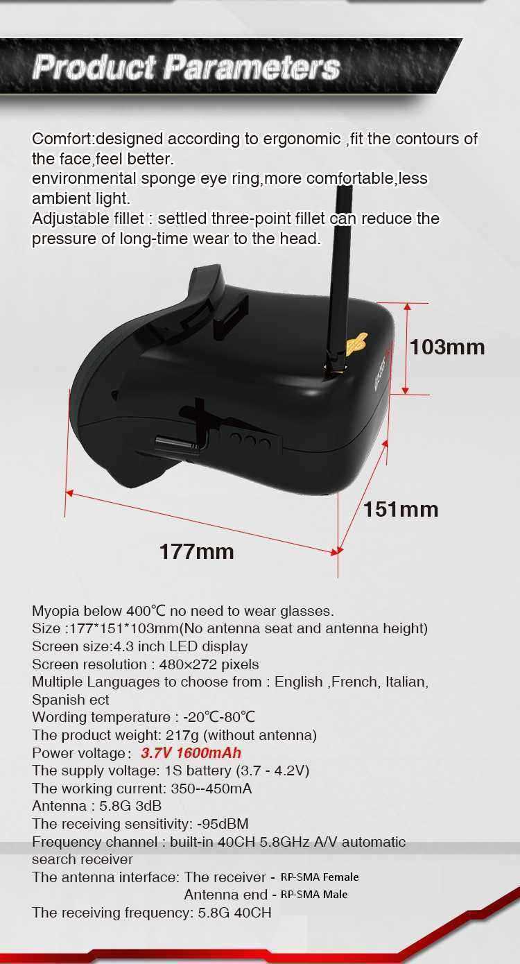 Eachine-VR-007-Pro-VR007-58G-40CH-FPV-Goggles-43-Inch-With-37V-1600mAh-Battery-for-RC-Drone-1134154