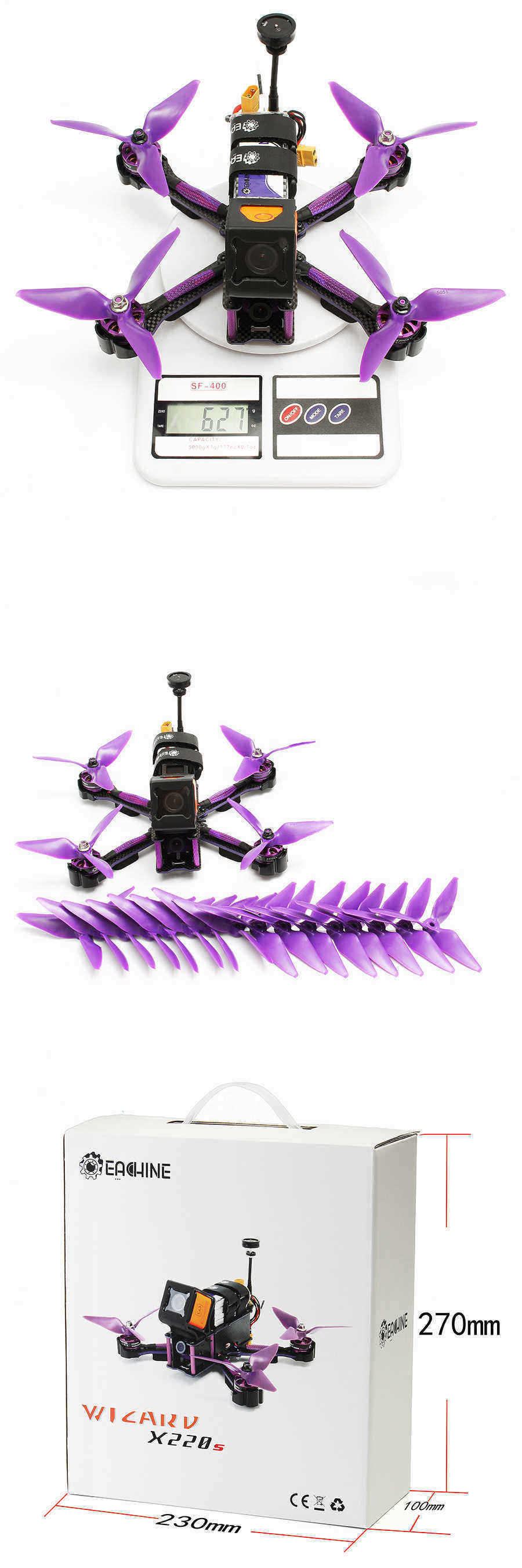 Eachine-Wizard-X220S-FPV-Racer-RC-Drone-Omnibus-F4-58G-40CH-30A-Dshot600-2206-2300KV-800TVL-CCD-ARF-1155399