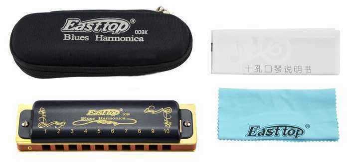 Easttop-T008K-10-Hole-Blues-Harmonica-A-B-C-D-E-F-G-Key-Black-1051483