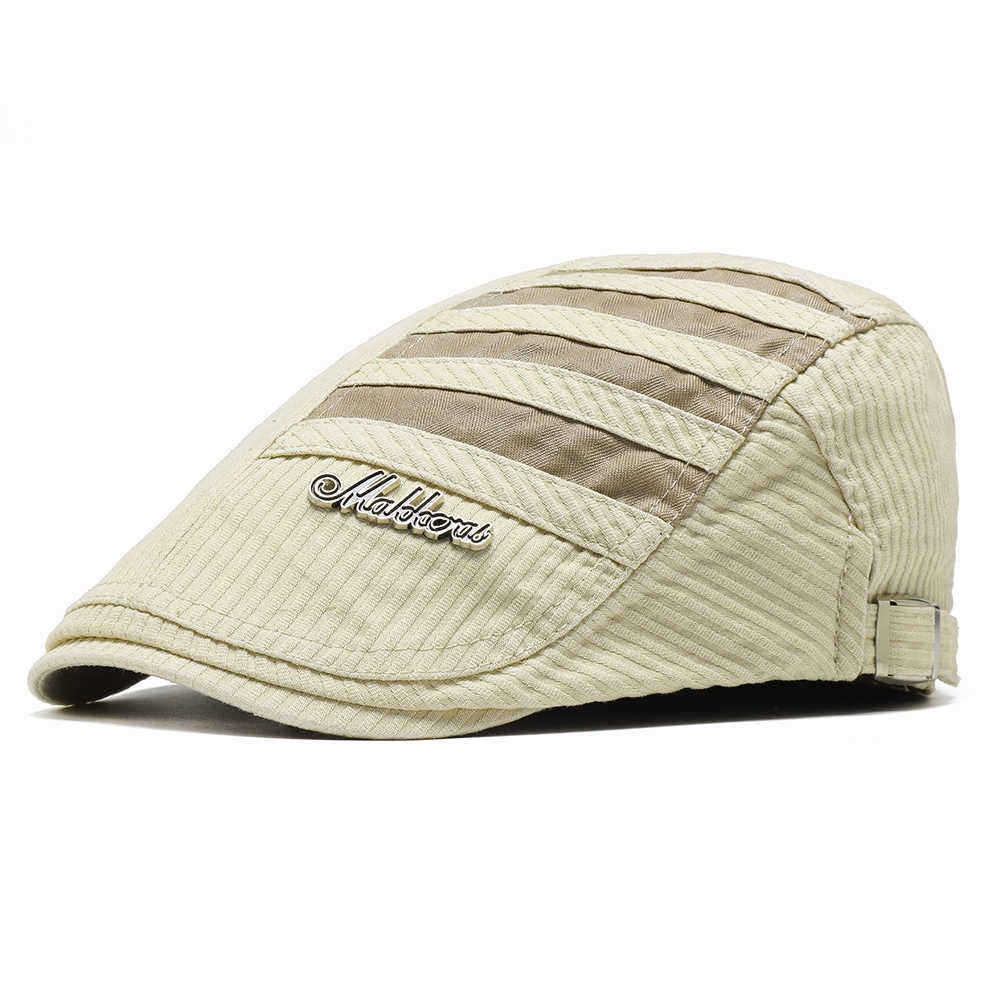 Fashion-Mens-Cotton-Stripe-Painter-Beret-Caps-Outdoor-Adjustable-Newsboy-Peaked-Cap-1354509