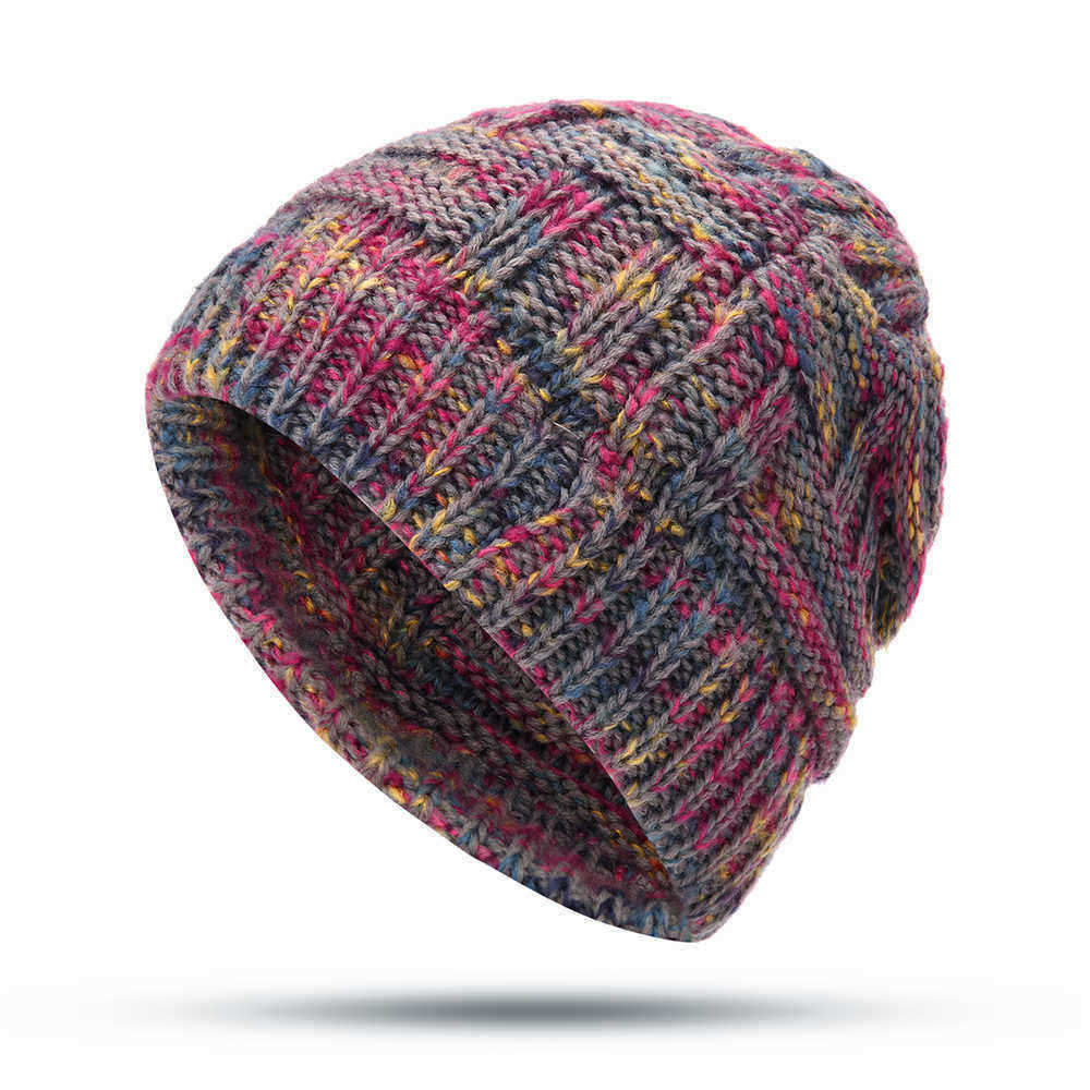 Female-Warm-Knitted-Hat-Striped-Colorful-Ponytail-Headband-Woolen-Cap-1384238