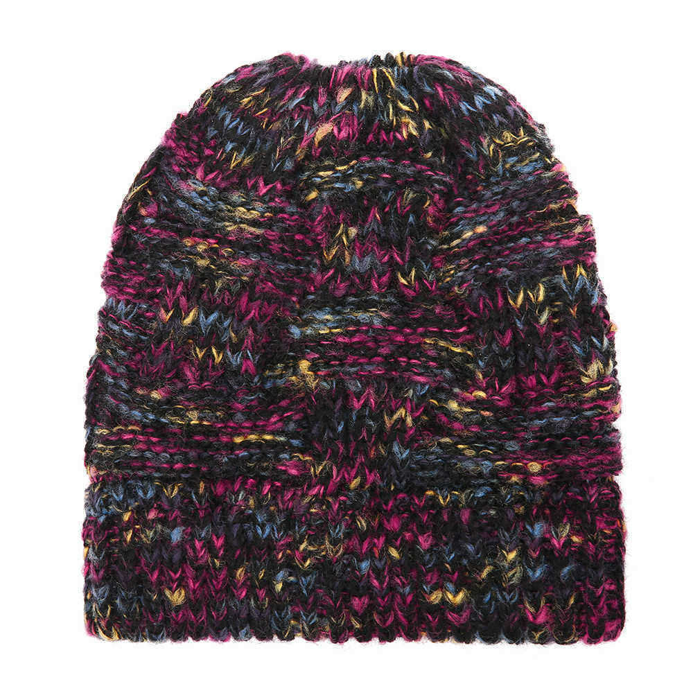 Female-Warm-Knitted-Hat-Striped-Colorful-Ponytail-Headband-Woolen-Cap-1384238