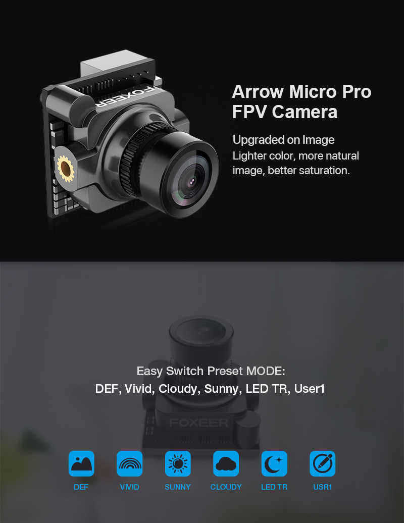 Foxeer-Arrow-Micro-Pro-13quot-CCD-21mm-43-600TVL-PALNTSC-FPV-Camera-with-OSD-BlackBlueRed-1248761