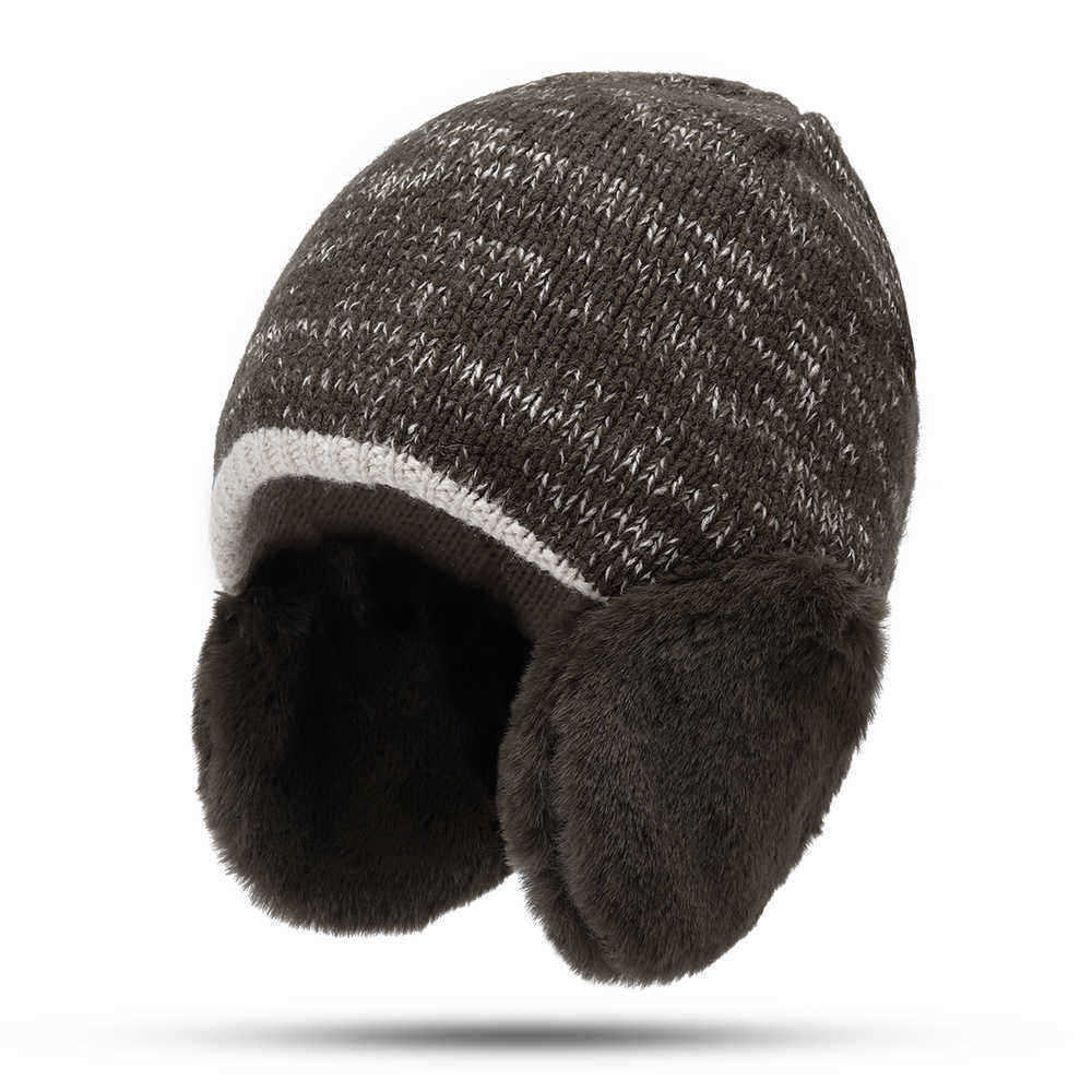 Imitation-Rabbit-Fur-Earmuffs-Knit-Hat-Men-Women-Winter-Windproof-Warm-Beanie-Cap-1367398