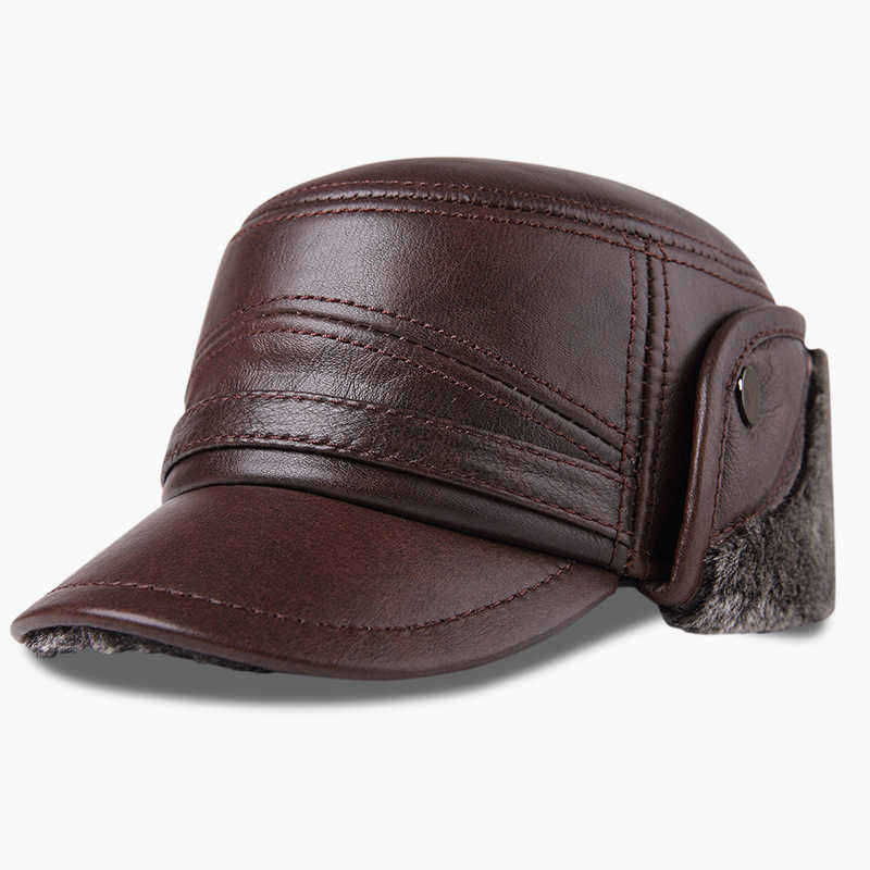 L-XL2XL-Middle-aged-First-Layer-Cowhide-Windproof-Trapper-Hat-Thicken-Plus-Velvet-Hunting-Hat-1336982