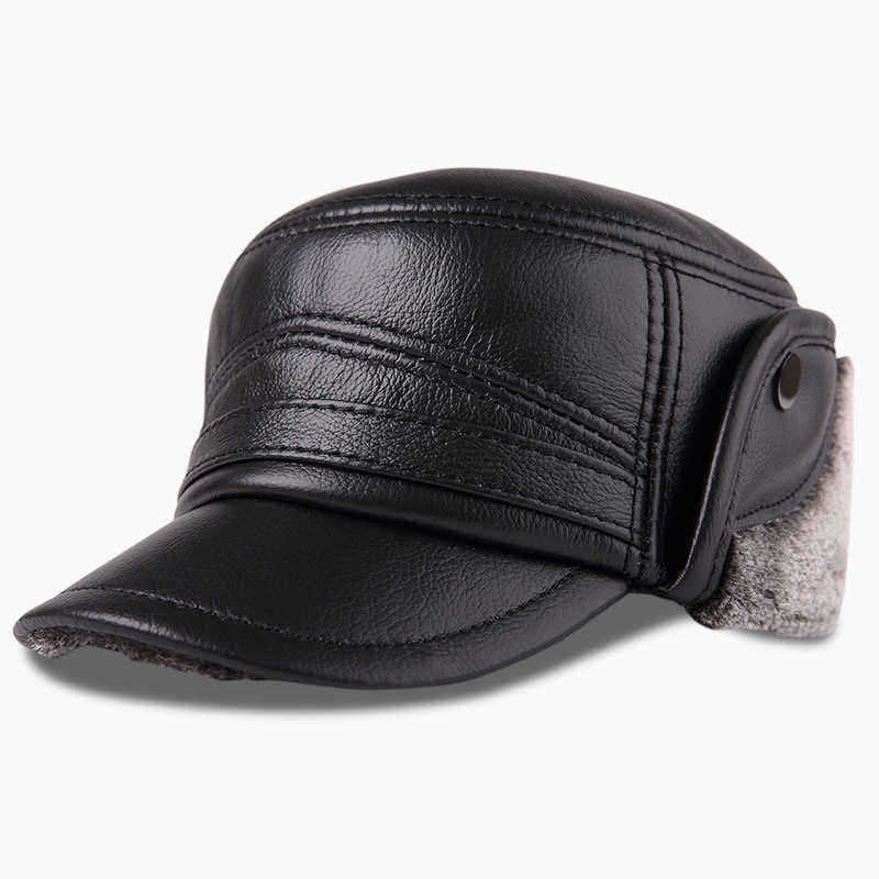 L-XL2XL-Middle-aged-First-Layer-Cowhide-Windproof-Trapper-Hat-Thicken-Plus-Velvet-Hunting-Hat-1336982