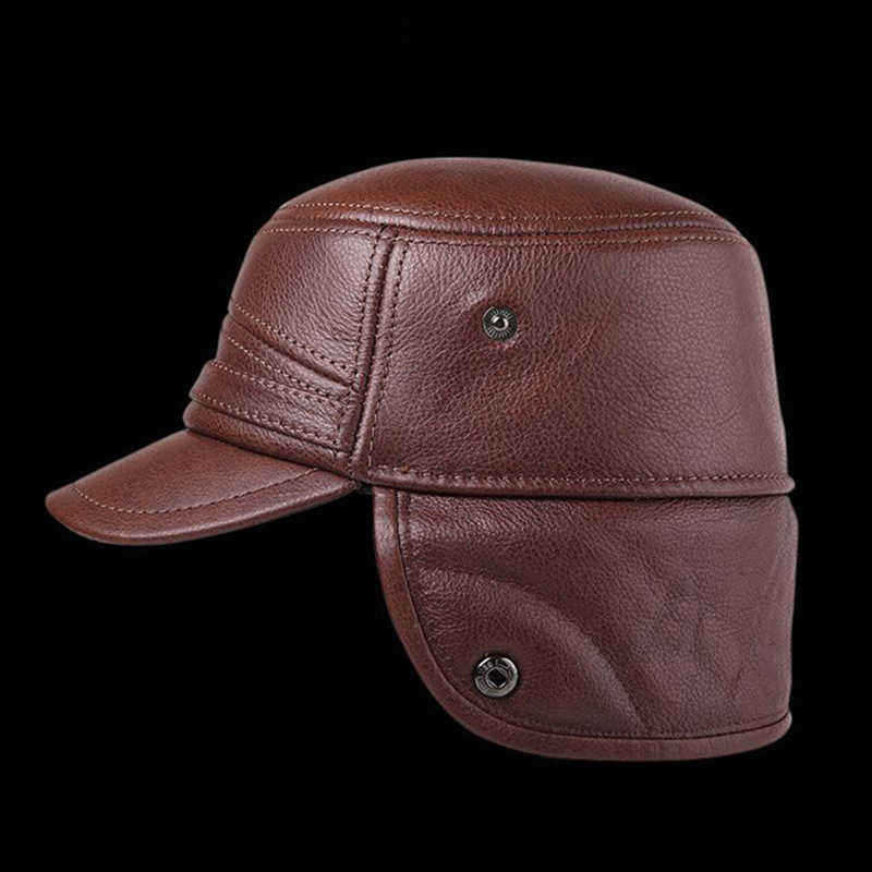 L-XL2XL-Middle-aged-First-Layer-Cowhide-Windproof-Trapper-Hat-Thicken-Plus-Velvet-Hunting-Hat-1336982