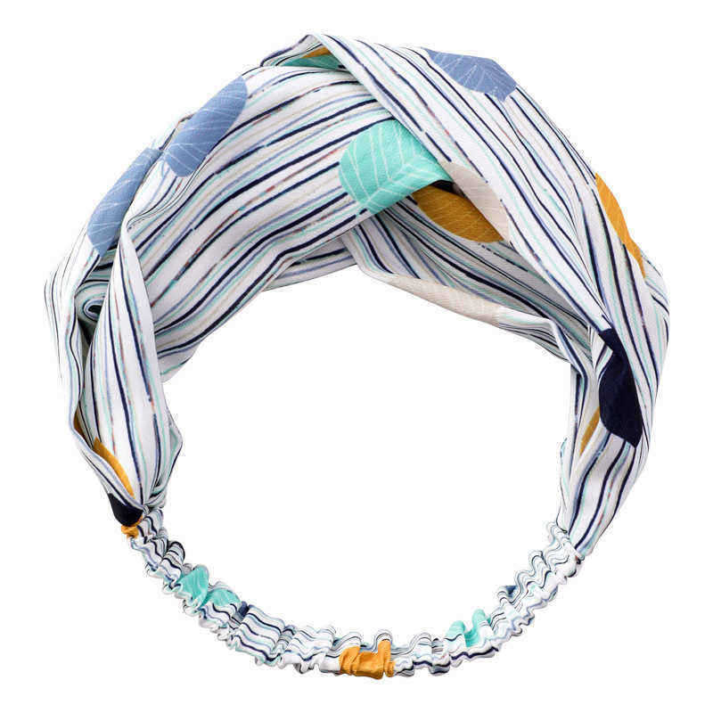 Ladies-Chic-Colored-Leaves-Stripes-Print-Knotted-Hair-Band-Casual-Fresh-Headband-1355412