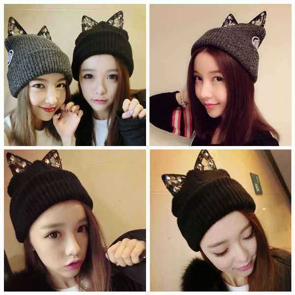 Ladies-Female-Knitted-Beanies-Lace-Devil-Horns-Diamond-Woolen-Orechiette-Novelty-Hat-1033868