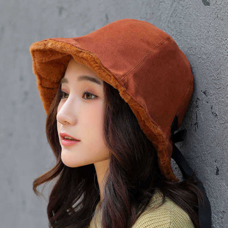 Ladies-Winter-Rabbit-Fur-Cuffs-Bucket-Cap-Casual-Warm-Bowknot-Hat-1382559