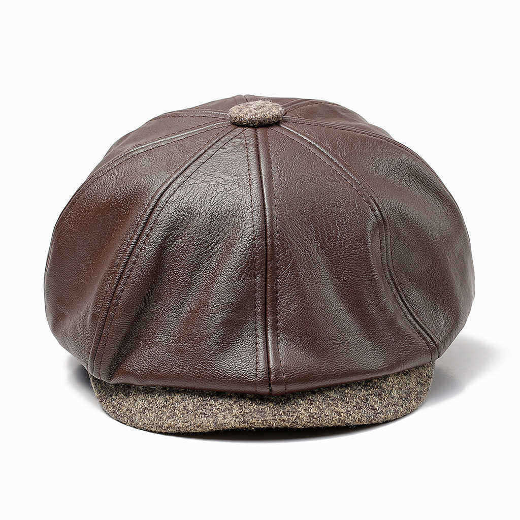 Men-Middle-aged-Artificial-Leather-Painter-Beret-Caps-Warm-Adjustable-Newsboy-Hunting-Hat-1348629