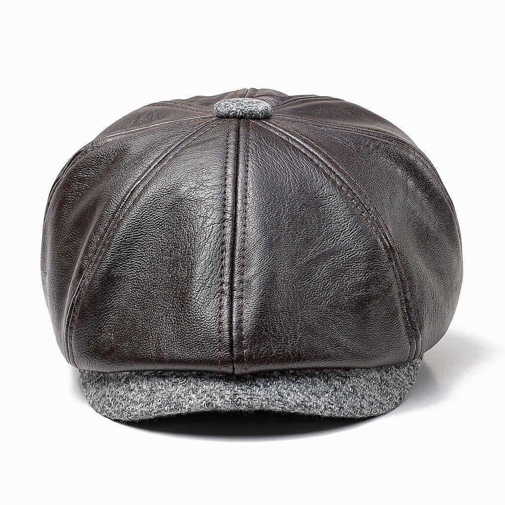 Men-Middle-aged-Artificial-Leather-Painter-Beret-Caps-Warm-Adjustable-Newsboy-Hunting-Hat-1348629