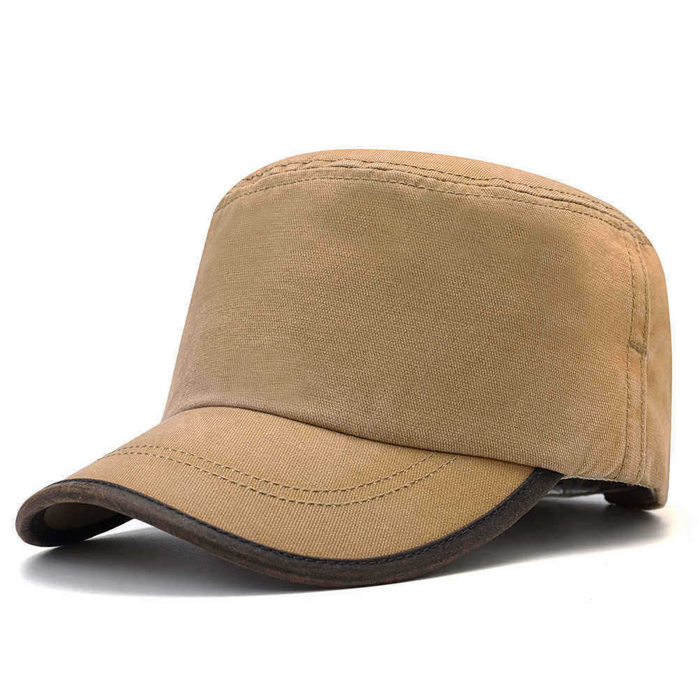 Men-New-Washed-Cotton-Flat-Top-Hats-Adjustbale-Fashion-Outdoor-Military-Cap-Peaked-Cap-Visor-1343586