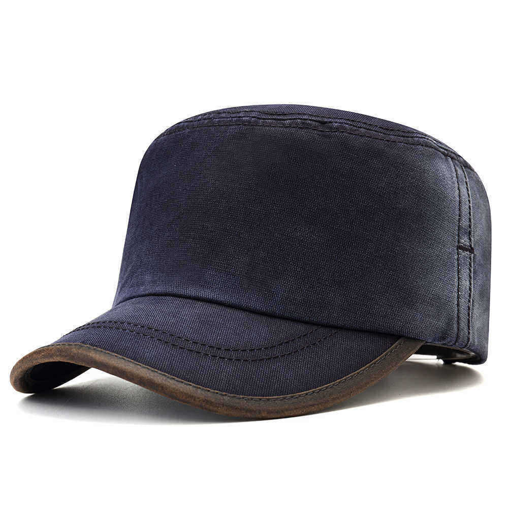 Men-New-Washed-Cotton-Flat-Top-Hats-Adjustbale-Fashion-Outdoor-Military-Cap-Peaked-Cap-Visor-1343586