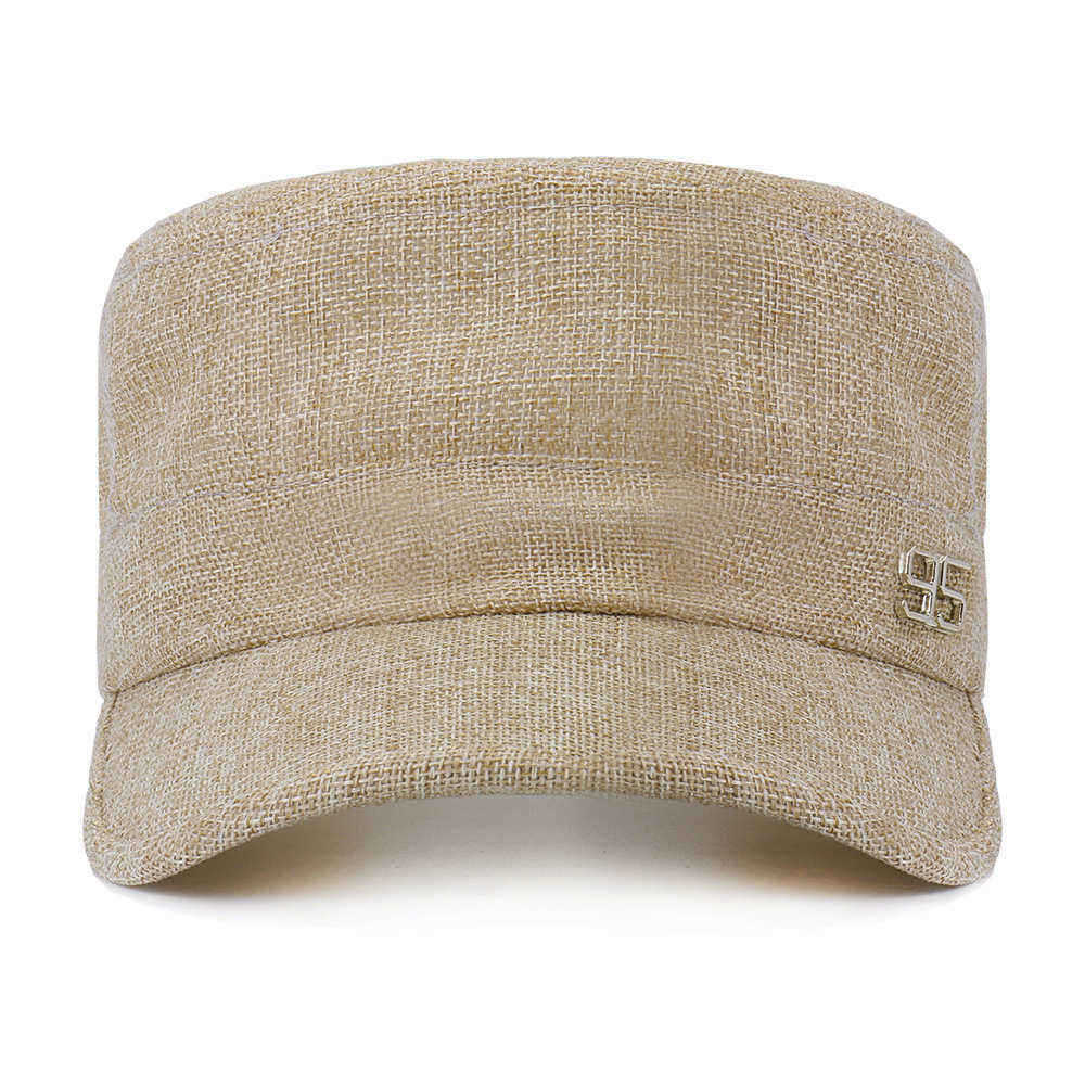 Men-Simple-Vogue-Linen-Solid-Color-Flat-Hats-Sunshade-Casual-Outdoors-Adjustable-Caps-1457325