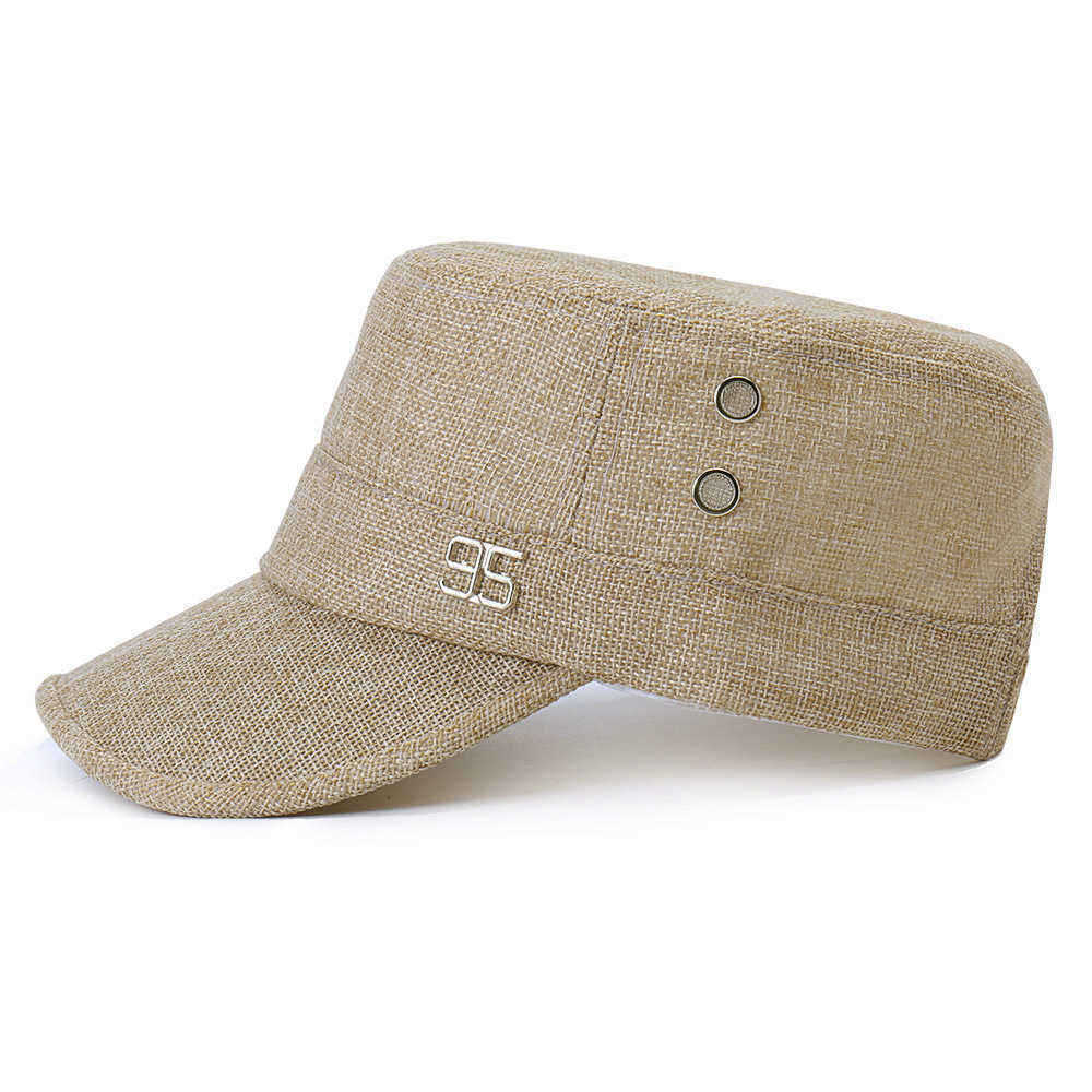 Men-Simple-Vogue-Linen-Solid-Color-Flat-Hats-Sunshade-Casual-Outdoors-Adjustable-Caps-1457325