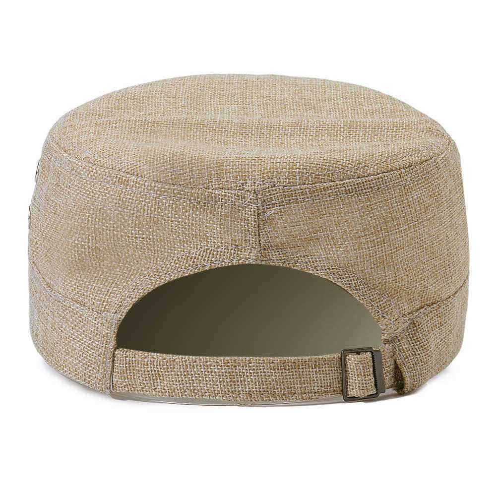 Men-Simple-Vogue-Linen-Solid-Color-Flat-Hats-Sunshade-Casual-Outdoors-Adjustable-Caps-1457325