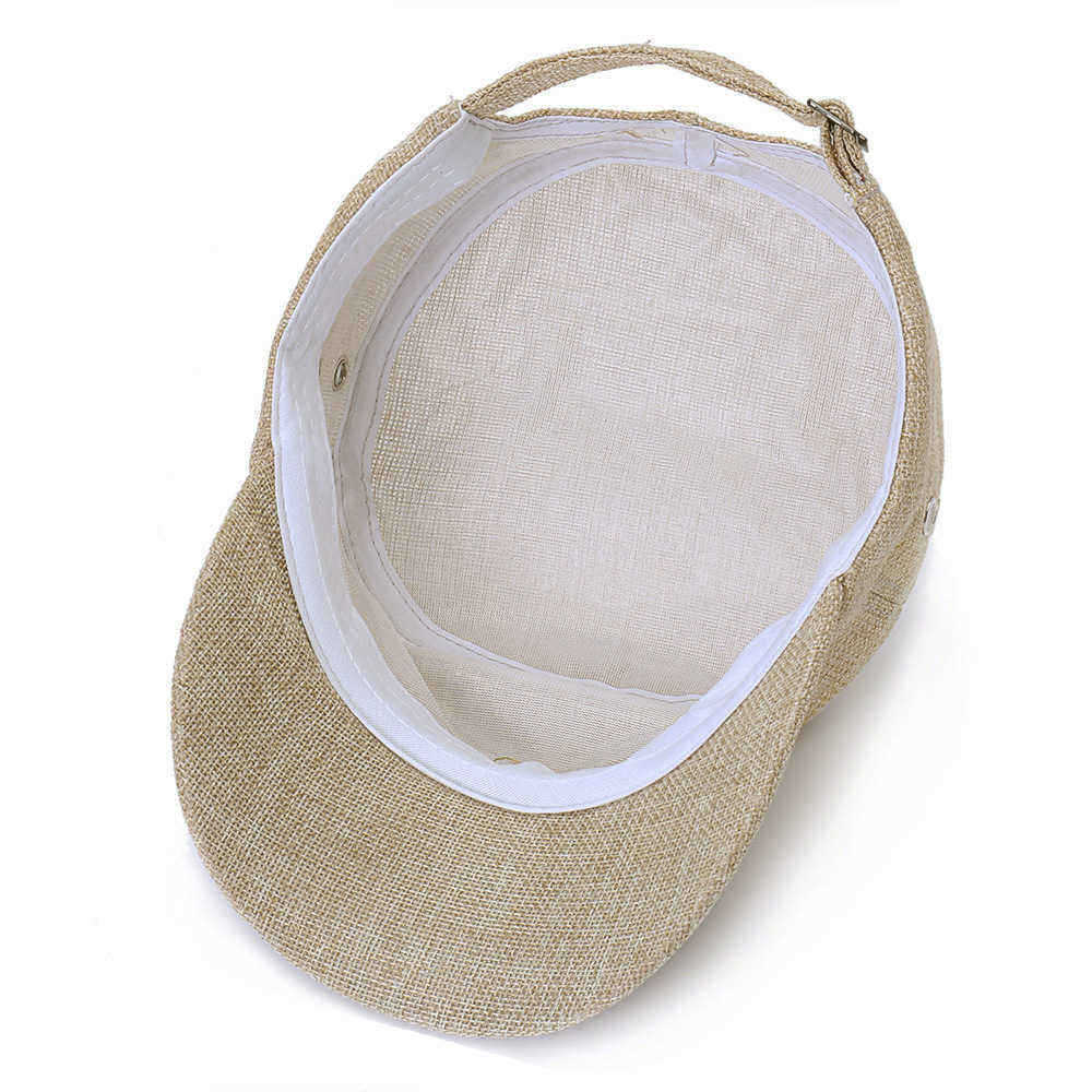 Men-Simple-Vogue-Linen-Solid-Color-Flat-Hats-Sunshade-Casual-Outdoors-Adjustable-Caps-1457325