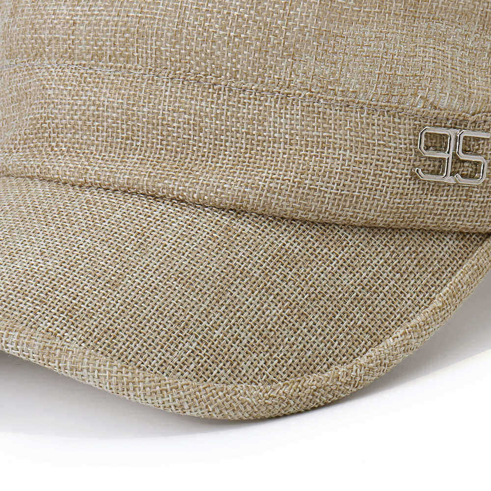 Men-Simple-Vogue-Linen-Solid-Color-Flat-Hats-Sunshade-Casual-Outdoors-Adjustable-Caps-1457325