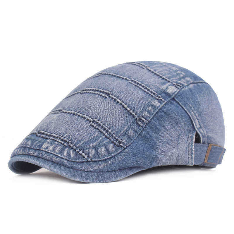 Men-Summer-Denim-Beret-Caps-Forward-Caps-Outdoor-Travel-Visors-Retro-Hat-1517958