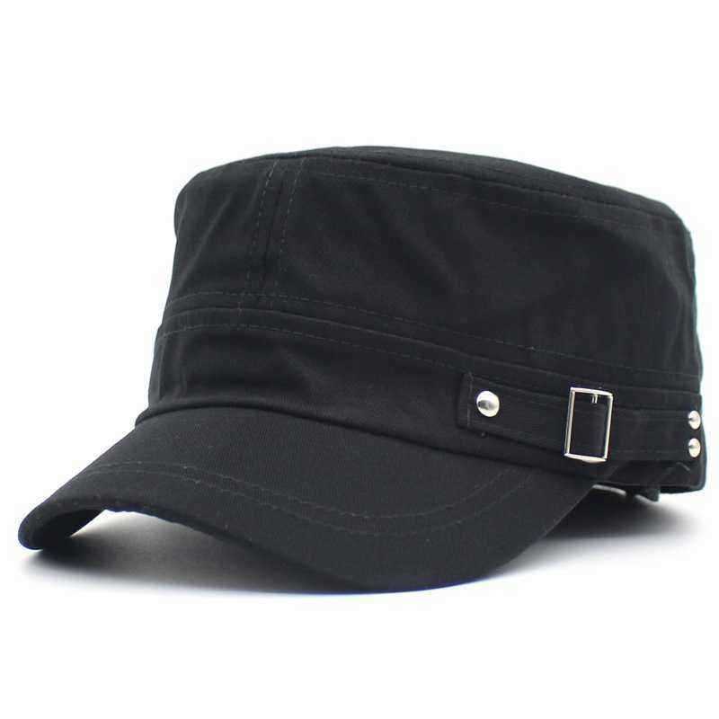 Men-Washed-Cotton-Flat-Top-Hats-Adjustbale-Fashion-Outdoor-Military-Army-Cap-Peaked-Cap-Visor-1351008