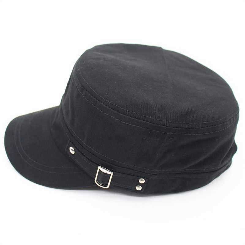 Men-Washed-Cotton-Flat-Top-Hats-Adjustbale-Fashion-Outdoor-Military-Army-Cap-Peaked-Cap-Visor-1351008