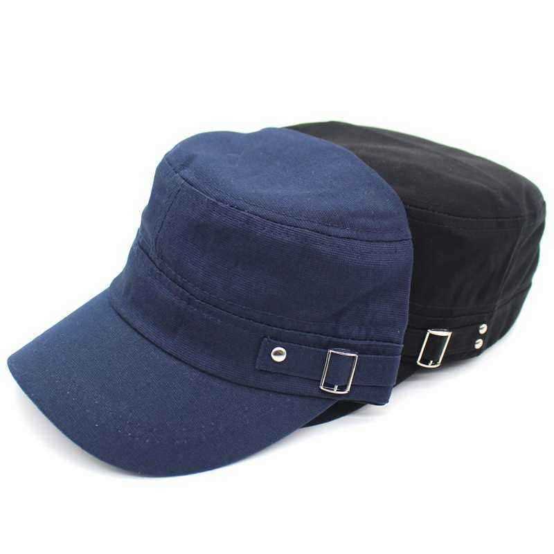 Men-Washed-Cotton-Flat-Top-Hats-Adjustbale-Fashion-Outdoor-Military-Army-Cap-Peaked-Cap-Visor-1351008