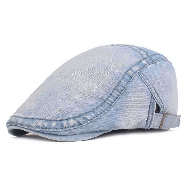 Men-Washed-Denim-Beret-Caps-Forward-Caps-Outdoor-Travel-Hats-Retro-Hat-1517961