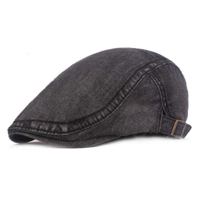 Men-Washed-Denim-Beret-Caps-Forward-Caps-Outdoor-Travel-Hats-Retro-Hat-1517961