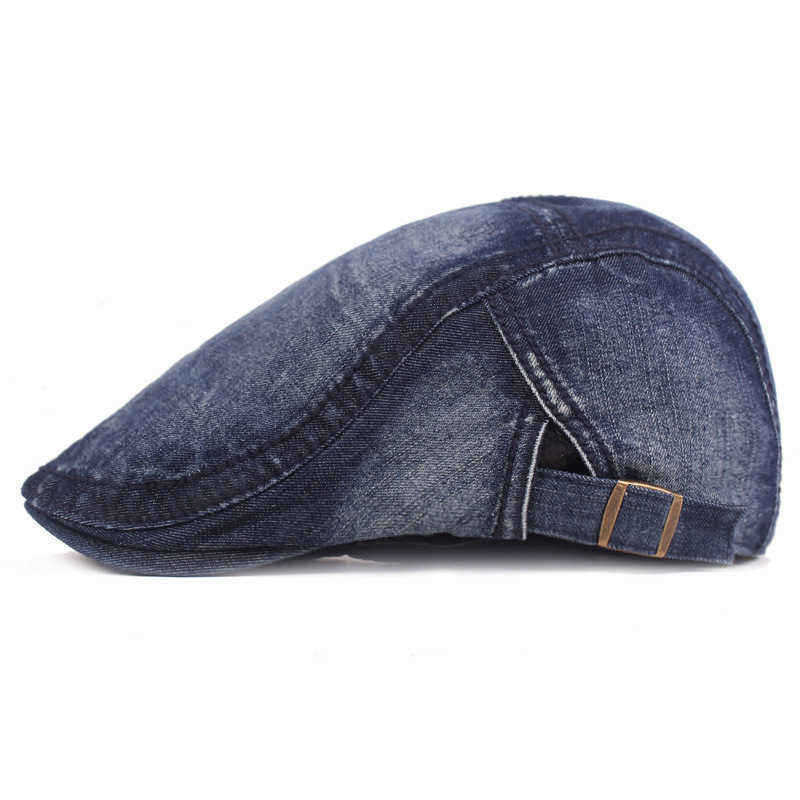 Men-Washed-Denim-Beret-Caps-Forward-Caps-Outdoor-Travel-Hats-Retro-Hat-1517961